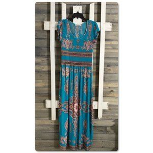 Teal Boho Maxi Dress